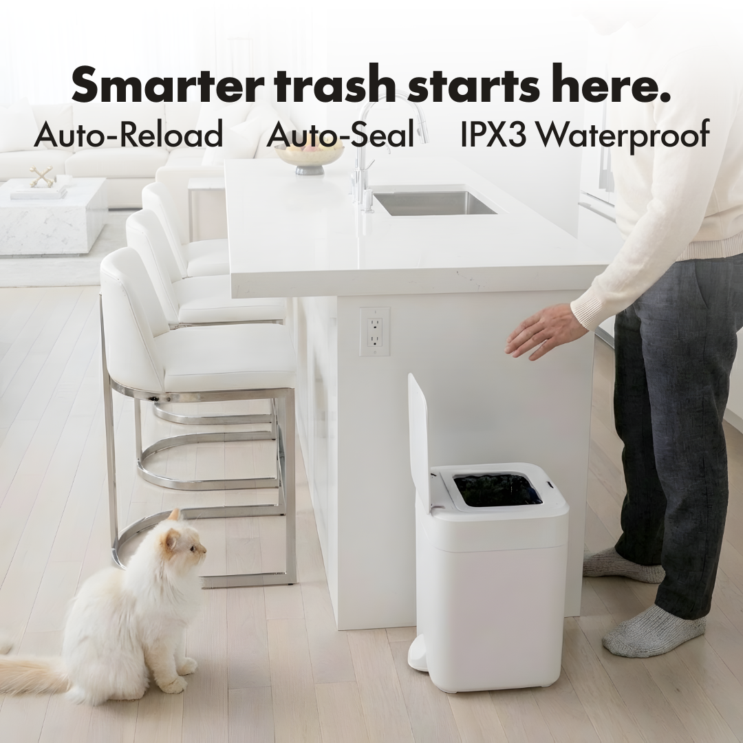 Nørbin™ Lite 17L: Auto-Seal & Bag Change Smart Trash Can Inside Household Placement 