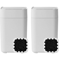 Nørbin NOIR 17L smart trash bin 2-pack bundle with refill rings - white touchless waste bins