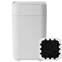 Nørbin NOIR 17L smart trash bin with refill ring - white touchless waste bin and bag cartridge bundle